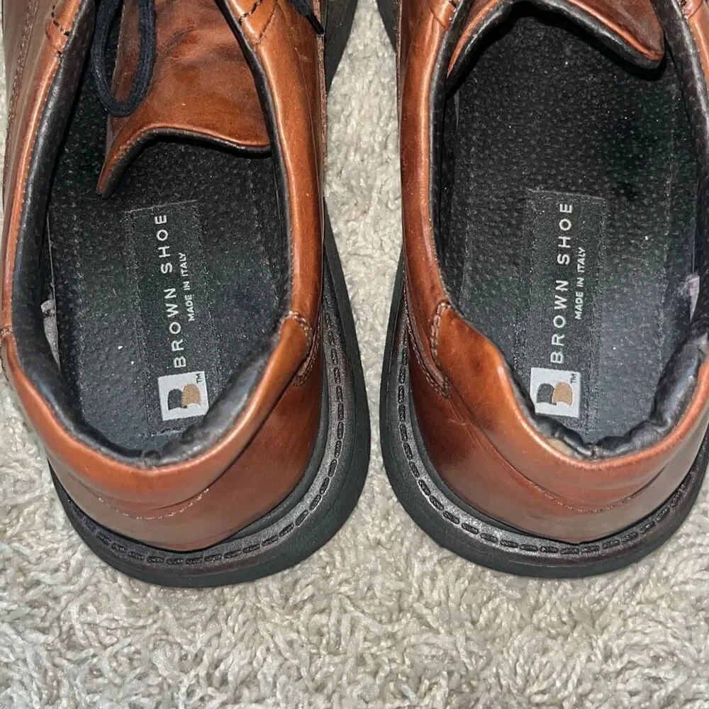 Brown Shoe Co Mens Shoes ITALY Made Genuine Leather Brown Lace Up Mens 12